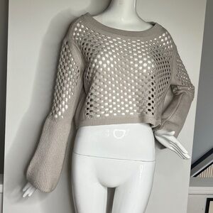 Dorothee Schumacher Sz 2 (M) Gray Wool Lazer Eyelet Knit Sweater Made in Germany